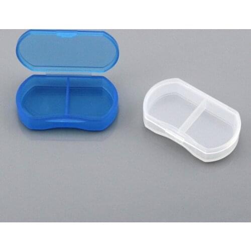 1000pcs Portable Travel Mini Plastic Pill Box Medicine Case 2 Compartments Jewelry Bead Parts Organizer Storage Boxes W0222