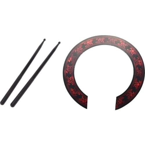 2x 5A Nylon Drumsticks Stick for Drum Set & 1 Pcs Soundhole Rosette Decal Sticker with Red Pattern