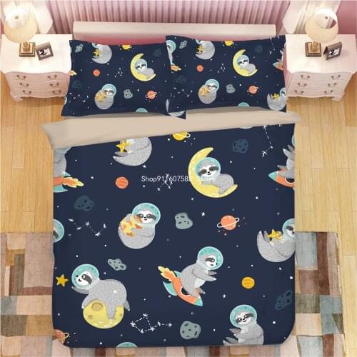 3D Bradypod Sloth Bedding Set Cute Aniaml Duvet Covers With Pillowcases Kids Comforter Bedding Sets Soft Bed Linen