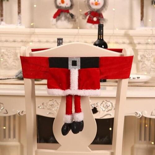 4pcs/lot Christmas Decorations Chair Cover Belt Santa Claus Long Leg Skirt with Elastic Band For Party Ornament