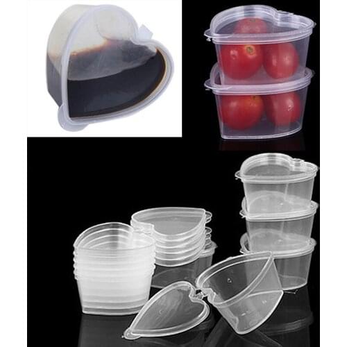 45ml Transparent Disposable Sauce Cup Condiment Pot Jar Plastic Sauce Chutney Storage Container Box With Lids Kitchen Organizer