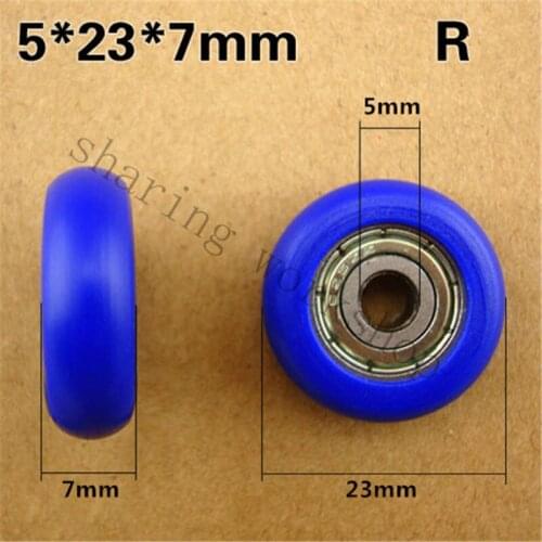 5x23x7mm Nylon plastic pulley for doors and windows ball bearings 625zz pulley small wheel R type pulley bearing embedded pulley