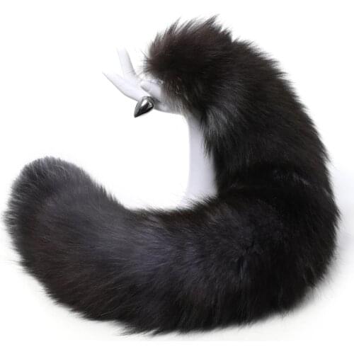 70cm Super long real fox tail anal beads butt plug Metal Flirting erotic coaplay BDSM ass sex toy couple role play game women