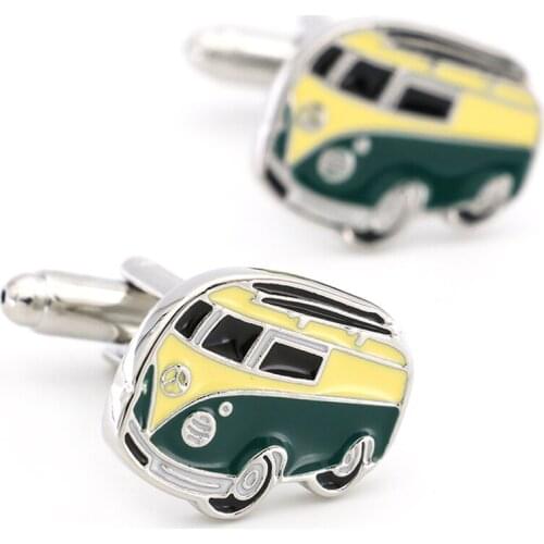 Auto Design Vintage Bus Cufflinks Quality Brass Material Blue Color Cuff Links Wholesale&retail