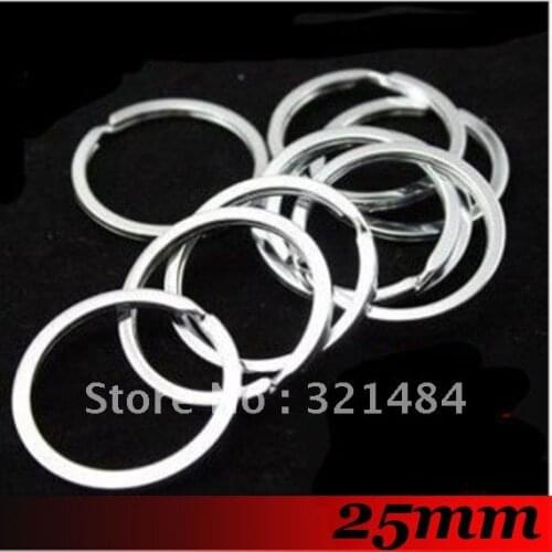 Free ship! 500piece 25mm Platinum Dull Silver Plated Tone Metal Swivel Split Key Ring Jewelry Bags&Key Chain Link Connector