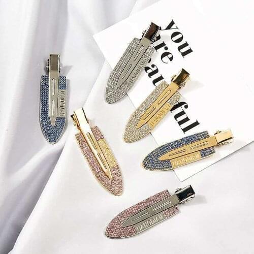 Seamless No Bend Hair Clips with Rhinestones for Makeup Fringe Barrette Side Bangs Fixed High Quality Wholesale