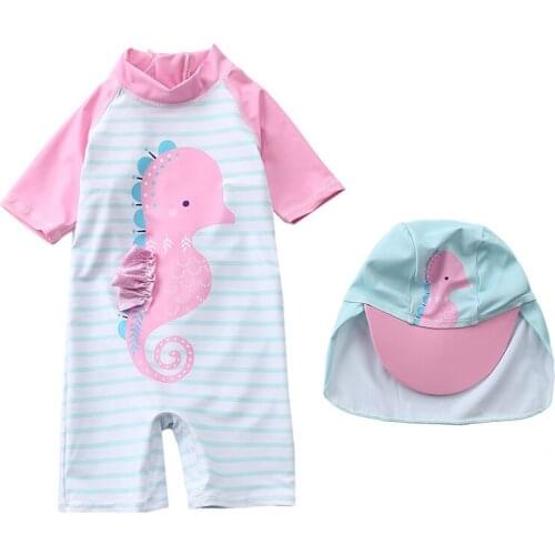 Childrens Swimsuit Girls Baby One-Piece Swimwear Korea Cute Middle and Small Kids Beach Surfing Suit Baby Girls Swimwear