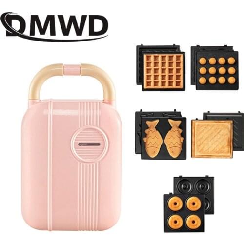 DMWD 220V Electric Sandwich Machine Multi-Function Breakfast Maker Household Waffle Light Food Machine Bread Toaster Sandwichera