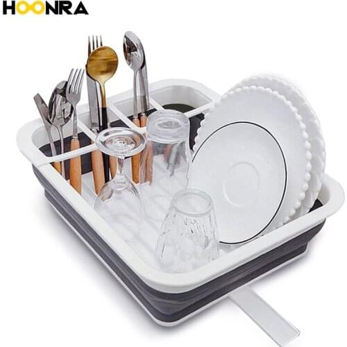 HOONRA Foldable Dish Rack Kitchen Storage Holder Drainer Bowl TablePlate Portable Drying Rack Home Dinner Dish Rack Organizer