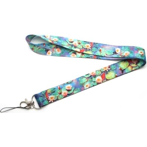 JF369 Claude Monet Lotus Art Lanyards For keychain ID Card Pass Mobile Phone USB Badge Holder Hang Rope Lariat Lanyard