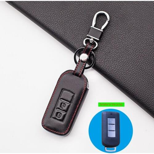 2BTN Leather Car Key Case For Mitsubishi Outlander Lancer 10 Pajero Sport L200 ASX RVR Remote Fob Keychain Protector Cover