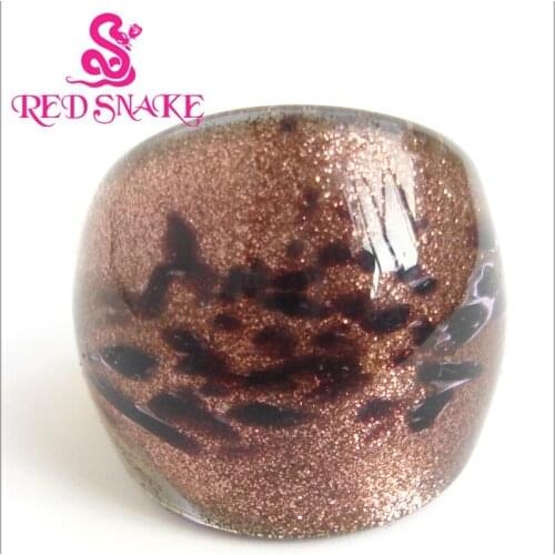 RED SNAKE Fashion Ring Handmade golden sand Black bottom with black dots Murano Glass Rings