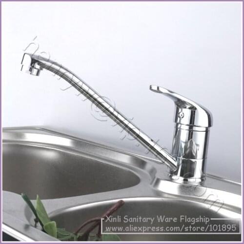 L15887 - Luxury Deck Mounted Chrome Color Brass Material Hot & Cold Water Kitchen Tap