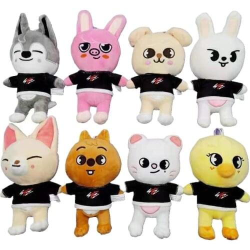 Wholesale 8pcs/lot 20cm Cartoon Skzoo Plush Toy Stray Kids Stuffed Doll Cute Animals Bear Pig Fox Wolf Plush Toys Gifts