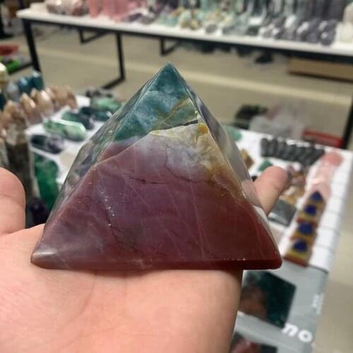 Organic Pyramid Aqua Agate Chakra Energy Natural Crystal Exorcism Pyramid Decorative Crafting Resin Gift