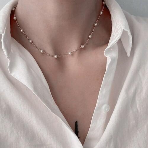 Vintage Pearl Choker Necklaces For Women 2021 Crystal Pearl Chain Necklace Trendy Beads Pearl Chokers New Jewelry Gift