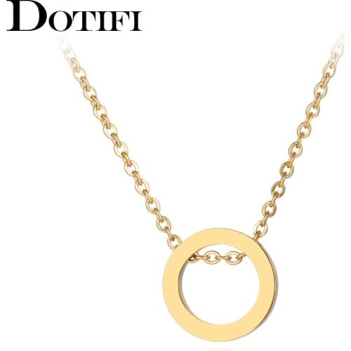 Stainless Steel Necklaces Hollow Circle Fashion Style Men Chain Necklace For Women Jewelry Collar Pendant Friends Gifts NEW
