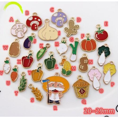 Warm Farmer Charm Pendant Colorful Enamel Charms 10pcs Simulated Food Vegetable Metal Pendants Charms for Jewelry making