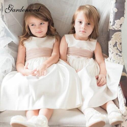 Simple Ivory Puffy Lovely Flower Girl Dresses Kid Bow Sashes Wedding Party Dress Tulle Ball Gown,Communion Dresses