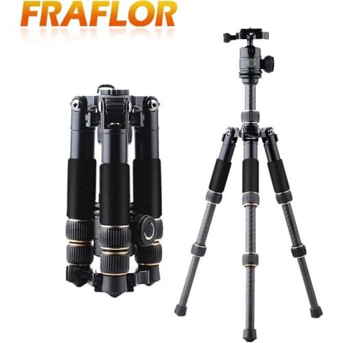 Q166C Professional Portable Travel Carbon Fiber Table Extendable Mini Tripod Monopod Stand With Ball Head For SLR DSLR Digital