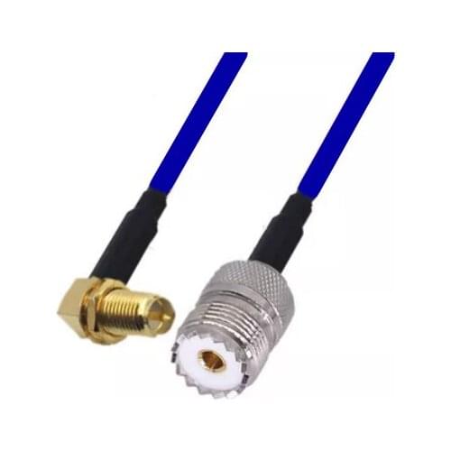 Blue Soft RG142 Double Shielded RP-SMA Female Right Angle to UHF Female Connector RF Coaxial Cable 50ohm