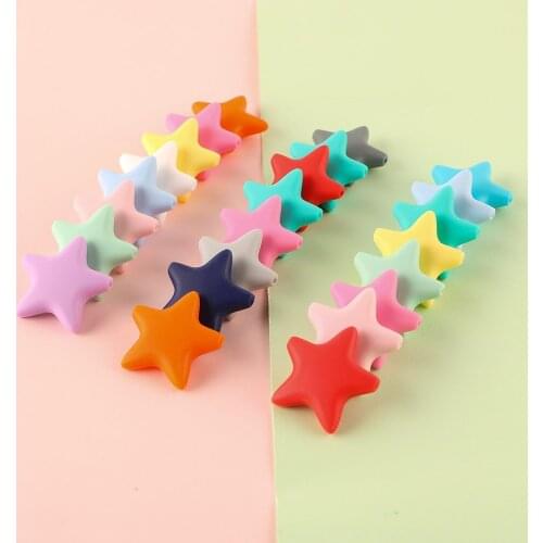 Sunrony 10pcs Stars Silicone Beads Baby Teethers Food Grade Baby Teething Toys For Pacifier Chain Necklace DIY Accessories