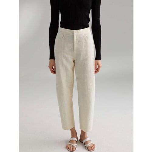 Novara linen trousers creme Black cotton linen cropped trouser twisted seam Woman Fashion Pants