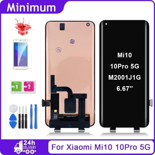 6.67" AMOLED For Xiaomi Mi 10 LCD Display Touch Screen Digitizer Assembly Replacement Parts For Xiaomi Mi 10 Pro 5G