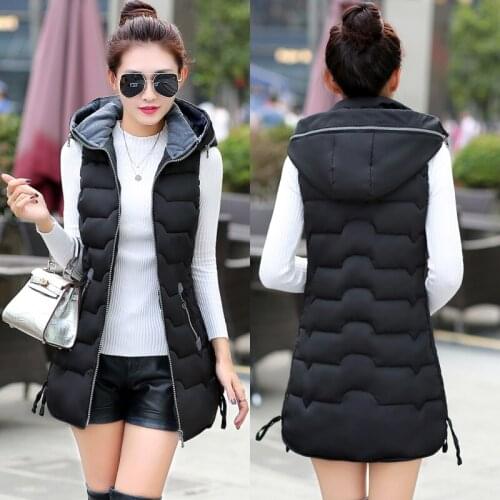 Winter Jacket Women Abrigos Mujer Invierno 2019 Elegant Ladies Warm Parka Vest Hoodies Fit Slim Long Hiver Coats LW497