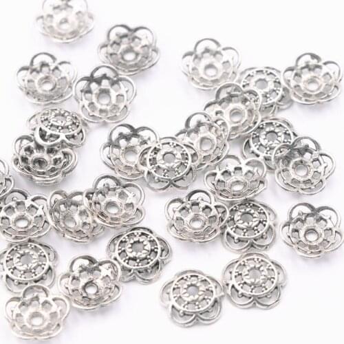 100pcs Tibetan Silver Color Flower Bead Cap for Jewelry Finding Antique Needlework DIY Accessories Wholesale Spacer Part A891