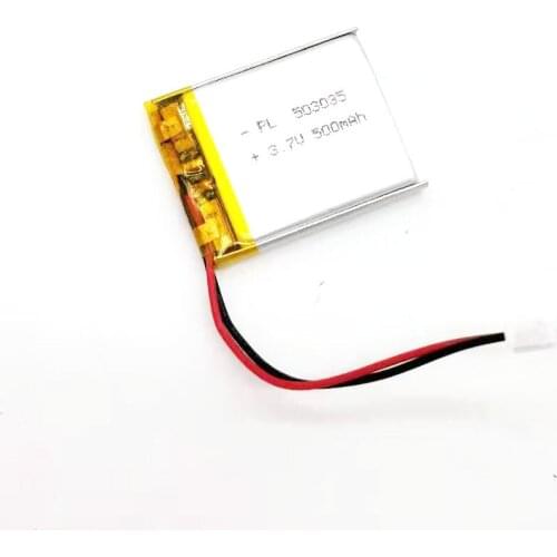 2/5/20/200/1000/10000pcs 503035, Rechargeable 3.7V 500mAh Li Lipo Lithium Polymer Ion Battery Pack with 2 Pin 2.0mm JST