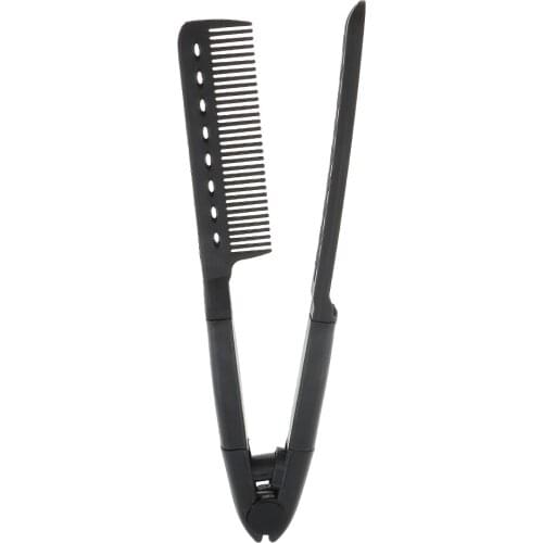 2X Plastic Hair Straightening Comb Folding V Shape Salon Hair Styling Brush