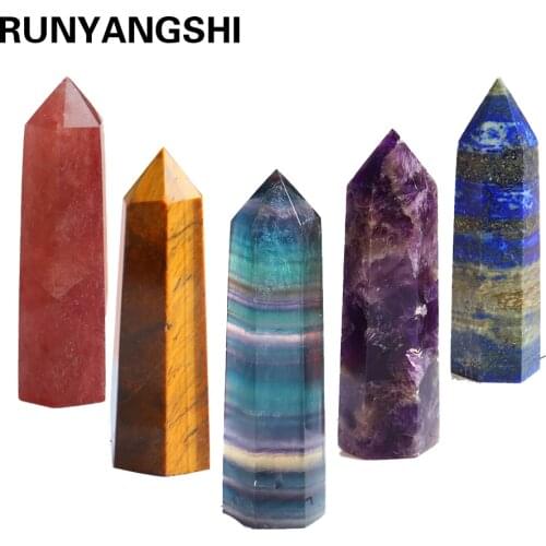 36 Color Natural crystal columns Health crystal point Obelisk Wand Amethyst Rose Quartz Ore Mineral Crafts Home Decoration 1PC