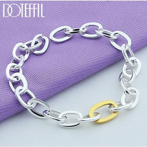 DOTEFFIL 925 Sterling Silver Chain Ring Circle Bracelet For Woman Charm Wedding Engagement Party Fashion Jewelry