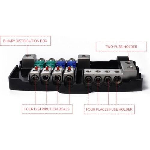 ANS In Line Fuse Car Stereo Audio Fuse Block 2X 0/2GA IN 4x 4/8GA OUT