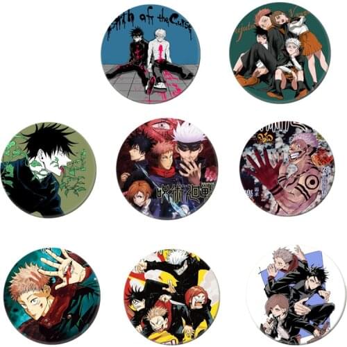 Free Shipping 58mm Online Anime Jujutsu Kaisen Brooch Pin Cosplay Badge Accessories For Clothes Backpack Decoration gift
