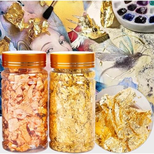 3/4/5/10g Shiny Gold Leaf Flakes Sequins Glitters Confetti for Painting Arts Nail Art Foil Decorative Paper Resin Mold Fillings