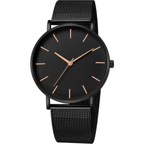 Men Fashion Ultra Thin Watches Simple Men Business Stainless Steel Mesh Belt Quartz Wristwatch Relogio Masculino