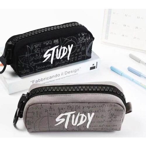 Large zipper pencil case, multifunctional storage bag, fashionable large-capacity canvas pencil case, unisex student stationery
