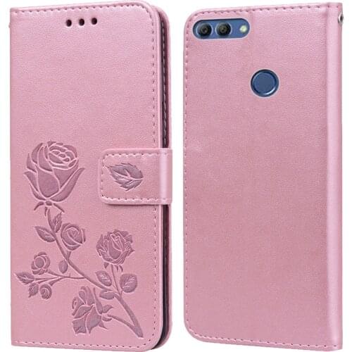 Luxury Leather Flip Book Case for Huawei Y9 2018 Y9 Prime 2019 Rose Flower Wallet Stand Card Holder Case Phone Cover Bag coque