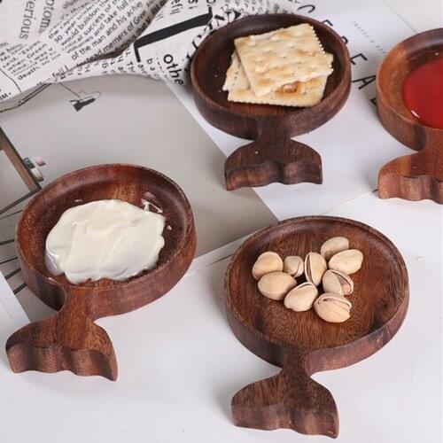 Wood Fruit Snack Plate Handmade Natural Solid Wood Food Dish Tableware