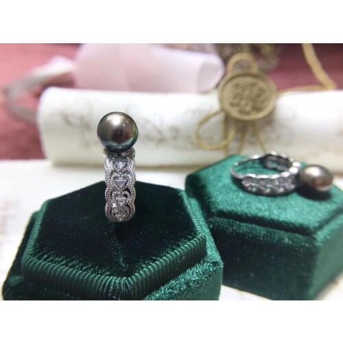 Lace Heart 925 Sterling Silver Ring Finger Ring Settings Findings Base Adjustable Jewelry Parts Fittings Accessories for Pearls