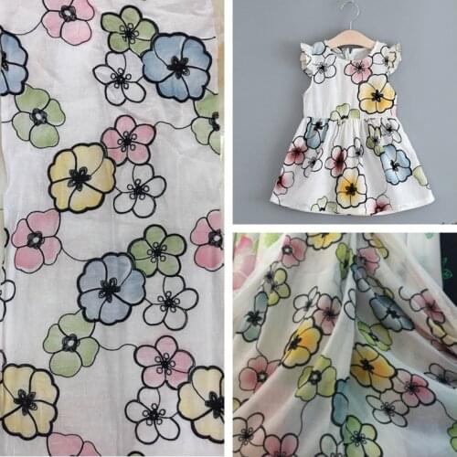 LASUI 1 y=1 lot new 2018 Pretty summer Skin-friendly cotton Color embroidery fabric DIY dress, childrens clothing M0033