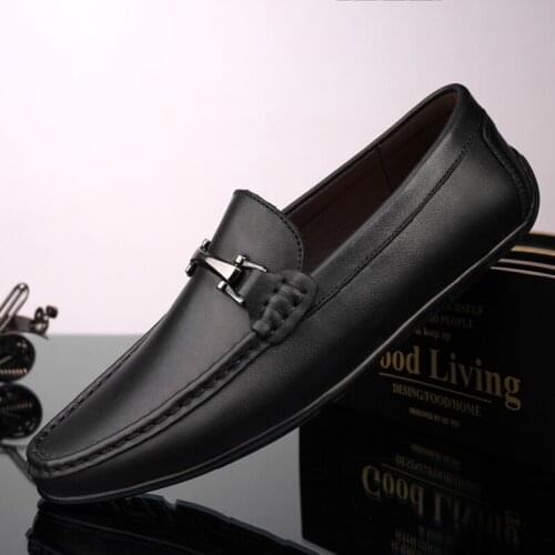 Mens Slip on Loafers Casual Shoes Flat Shoes Comfortable Moccasins Breathable Driving Shoes Genuine Leather Dress Shoes
