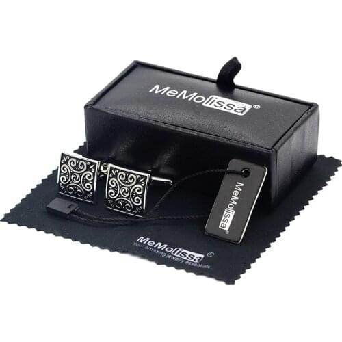 MeMolissa Display Box Cufflinks Square Business Cufflinks Men Retro Wedding Cufflinks High Quality Mens Free Tag & Wipe Cloth