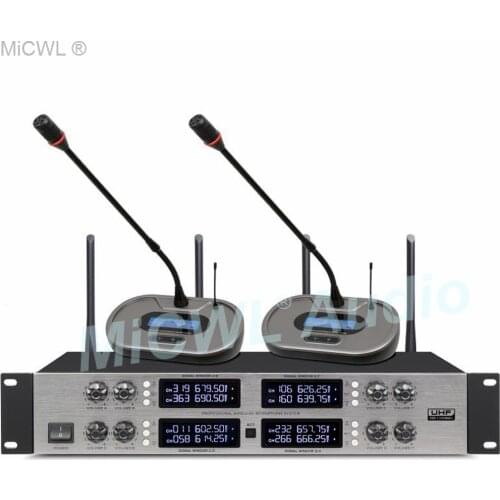 MiCWL 3828 Wireless 8 Table Conference Microphone and D200 Dual Channel Wireless Lavalier Microphones System