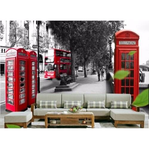 Custom mural 3d room wallpaper Retro European telephone booth landscape painting 3d wall murals wallpaper for walls 3 d