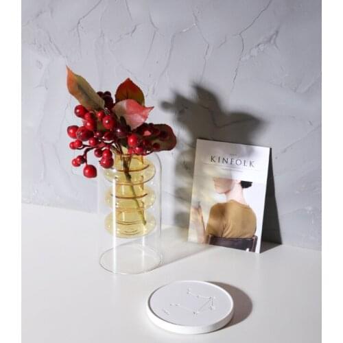 Tabletop Vase for Home Decoration Plastic Europe Nordic Design Vase for Flower Glass Arts Living Room Decoration Flower Vase