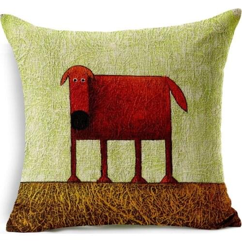 Dog Hen Cat Printed Cushion Cover Europe Style Animal Thick Linen / Cotton Throw Pillow Covers Housse De Coussin Funda Cojin