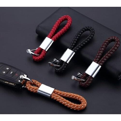 New Unisex Braided Leather Rope Handmade Waven Keychain Leather Key Chain Ring Holder for Car Keyrings Men Women KeyChains